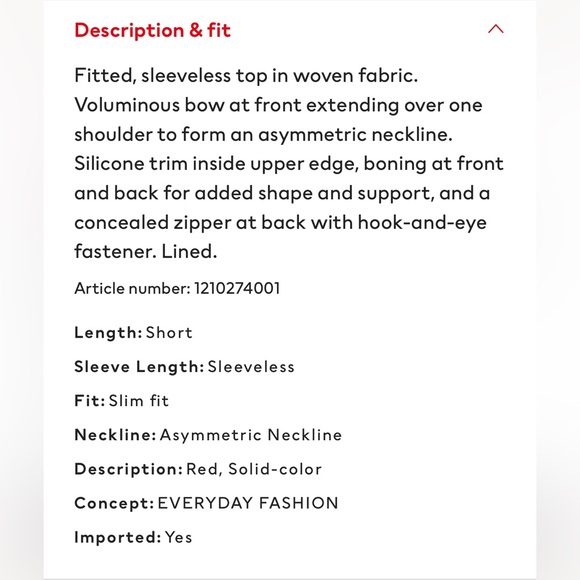 H&M Bow-front Top in Red - Picture 6 of 12